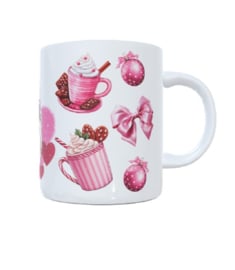 Bedrukte koffie beker kerst - christmas - pink - kerstman - roze -