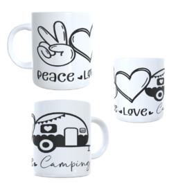 Koffie beker - thee mok tekst Peace love camping - camper