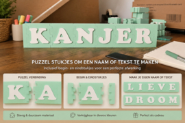 Puzzel Naam- en Tekstblokken  groen / wit