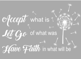 Muur sticker - raam sticker tekst  Accept what is met bloem