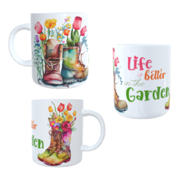 Koffie beker - thee mok tekst life is better in the garden