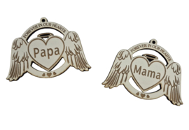 Houten kerst ornamenten Papa en mama