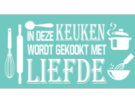Muursticker In deze keuken wordt gekookt met liefde   - kitchen  60x30