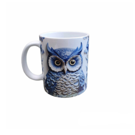 Beker Uil - uiltje - delfsblauw - verjaardag koffie mok - thee mug