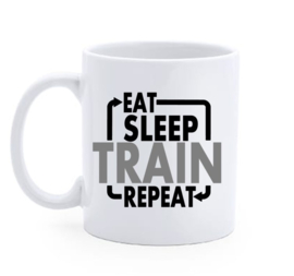 Bedrukte beker / mok - EAT SLEEP TRAIN REPEAT - Trainen - Sporten