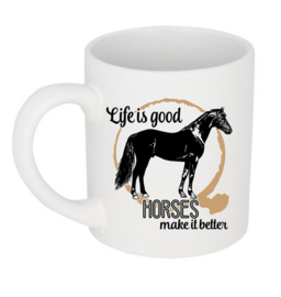 Bedrukte beker Paard - Horse - Life is good make it better