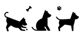 Raam - muur sticker 3 hondjes - Dogs