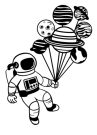 Muursticker astronaut met ballonnen  - jongenskamer - Raamsticker - Space - Ruimte