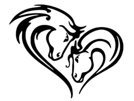 Decoratieve sticker paarden - hoofd - hart model - Looster-art&design