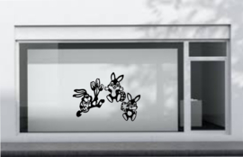 Raamsticker Paashaasjes - Pasen - Decoratief - Raam-  decoratie Looster-art&design