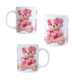 Bedrukte koffie beker - thee mok Roze Beertjes - love - kiss