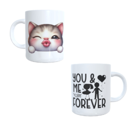 Bedrukte koffie beker -thee mok - tekst forever - afbeelding dier - liefde