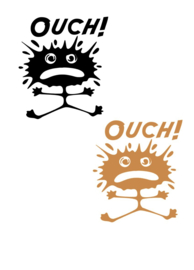 Auto - bumper sticker Ouch verf  poppetjes