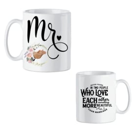 Set van 2 Koffie bekers huwelijk Mr & Mrs