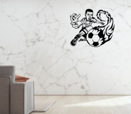 Muursticker Voetbal - Jongenskamer - Goal - Voetballer  40x35 cm