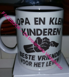 Bedrukte beker Opa en kleinkinderen