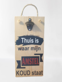 Houten wandbord met opener