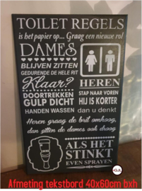 Tekstbord - Spreukenbord - Toiletregels - wc regels