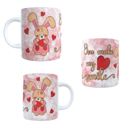 Bedrukte koffie beker - thee mok - spreuk - you make my hart smile - afbeelding