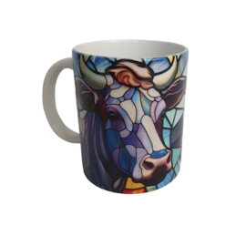 Beker Koe - Cow - Boerderij - Stained glass - Verjaardag geschenk- Mug - Moederdag - Vaderdag - Boer - Boerin