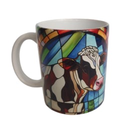 Beker Koe - Cow - Boerderij - Stained glass - Verjaardag geschenk- Mug - Moederdag - Vaderdag - Boer - Boerin