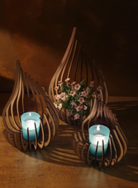 3 delige houten waxine lichthouders