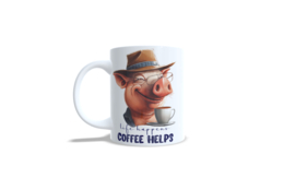 Koffie beker - thee mok life happens - coffee helps - afbeelding pig