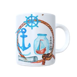 Bedrukte koffie beker - zee - sailer - zeilboot - schip - anker