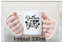 Bedrukte beker dog hair is my glitter