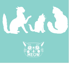 Raam - Muursticker Harige katten - Poezen - Decoratief - Furry Cats incl Autosticker -