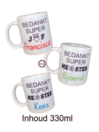 Bedrukte beker Juf of Meester incl naam Geschenk voor Schoolverlaters - Afscheid