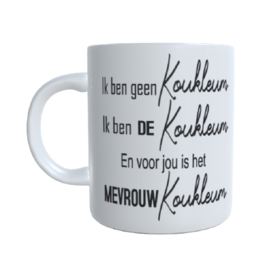 Bedrukte fun koffie beker - grappige tekst ik ben geen koukleum - mevrouw koukleum