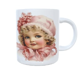 Bedrukte koffie beker - roze vintage print - lief meisje - thee mok -