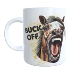 Grappige koffie beker - thee mok - paard - spreuk buck off - horse