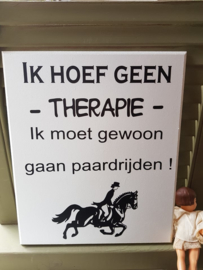 Tekstbord Ik hoef geen therapie paardrijden