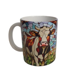 Beker Koe - Cow - Boerderij - Stained glass - Verjaardag geschenk- Mug - Moederdag - Vaderdag - Boer - Boerin