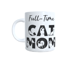 Koffie beker - thee mok tekst full time cat mom