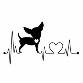 Auto sticker Chihuahua met hartslag 8 x 14 cm