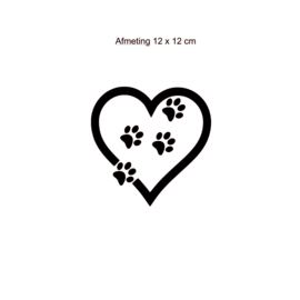 Sticker  hondenpootjes met hart