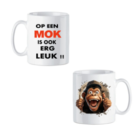 Koffie beker - thee mok - geen tekst op een mok is ook leuk - afbeelding aap