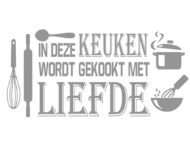 Muursticker In deze keuken wordt gekookt met liefde   - kitchen  60x30