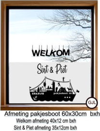 Statische herbruikebare raam sticker Pakjes boor sint en piet
