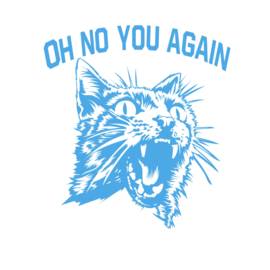 Decoratieve auto - raam -bumper - sticker - tekst oh no you agian - schrikkat - poes