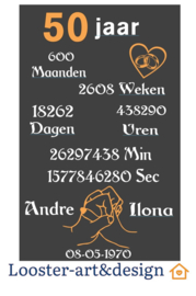 50 jaar getrouwd Huwelijksbord gepersonaliseerde cadeaus