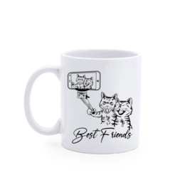 Bedrukte Beker selfie Best Friends - katten - poezen - Gein - Grappig