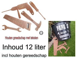 Emmer papa`s klusemmer incl houten gereedschap met tekst