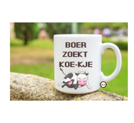 Grappige beker bedrukt Boer zoekt koe-kje