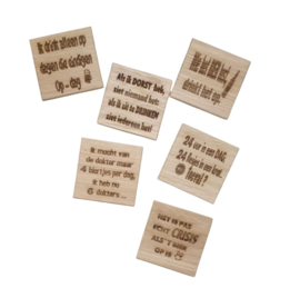 Houten eiken onderzetters set 6 stuks - bier - horeca - mancave