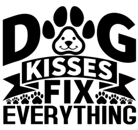 Deur - muur sticker Dog kisses fix everyhing