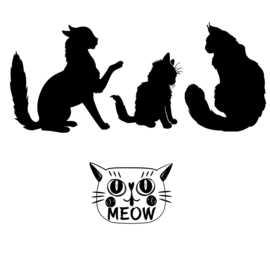Raam - Muursticker Harige katten - Poezen - Decoratief - Furry Cats incl Autosticker -